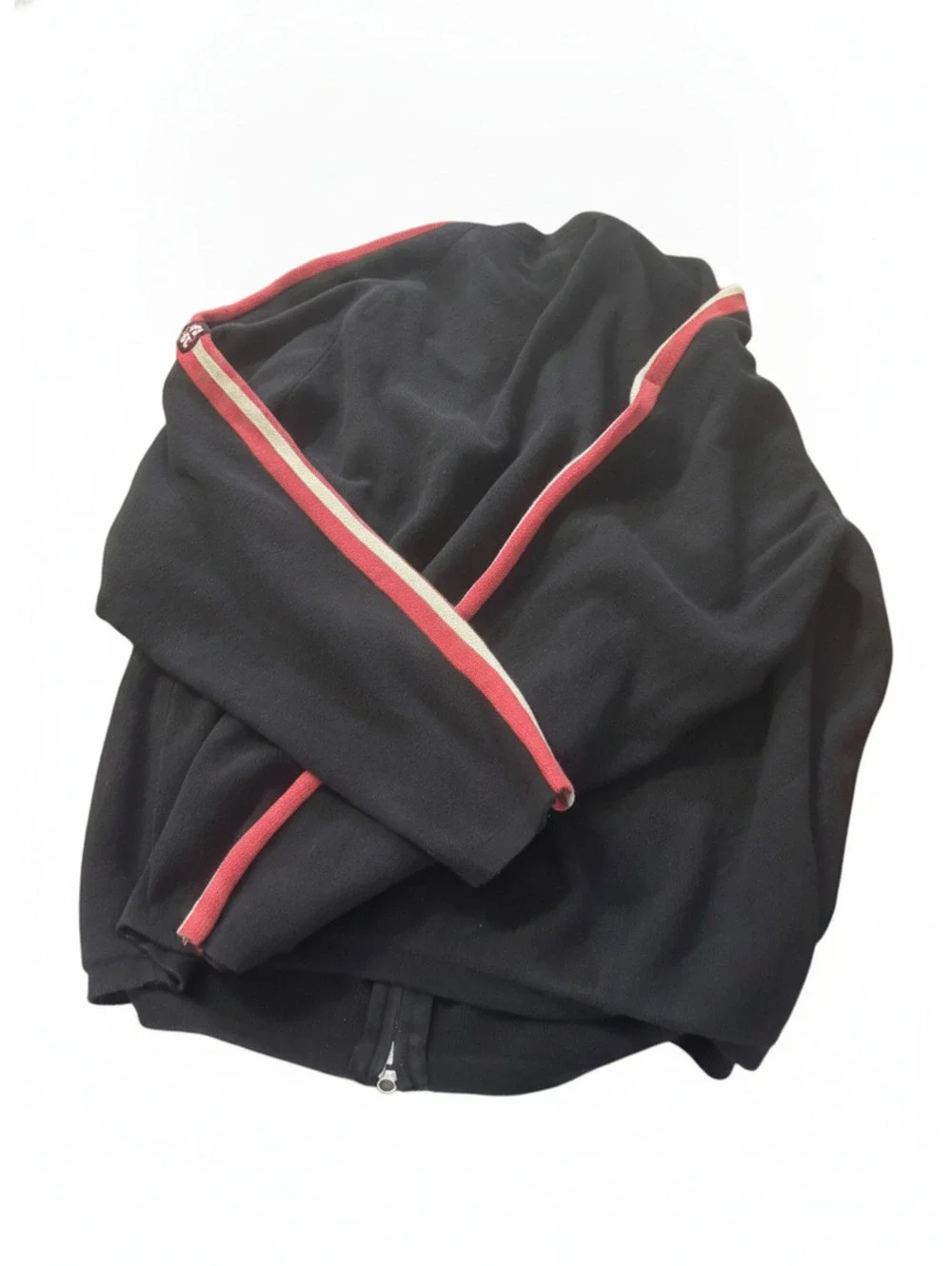 Levi's Black Zip-Up Jacket Vintage with Red and White Stripe Detail XXL